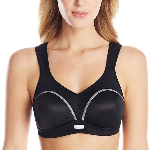 Wonderbra High Impact Wire-Free Sports Bra Black COOLMAX fabric U-Shape Soft 38B - Picture 1 of 10